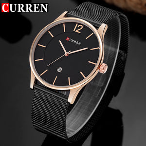 CURREN Luxury Brand Quartz Watch Men\'s Casual Business Stainless Steel Mesh band Quartz-Watch Fashion Thin Clock male Date New  -Gautam store pp slkd