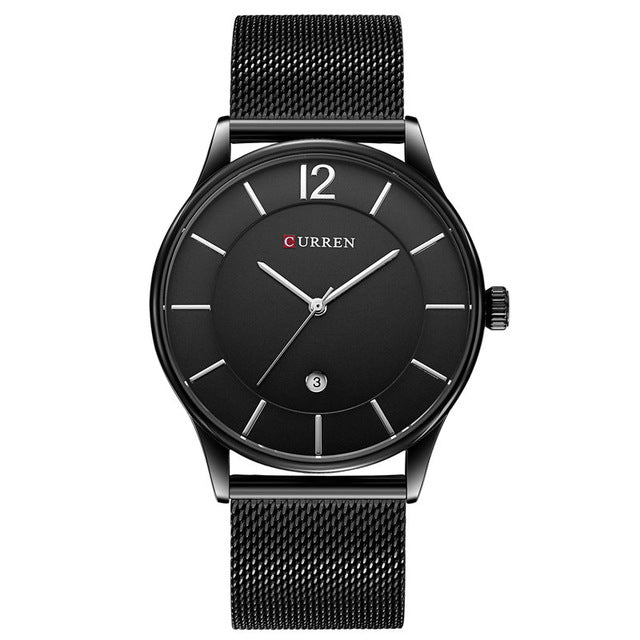 CURREN Luxury Brand Quartz Watch Men\'s Casual Business Stainless Steel Mesh band Quartz-Watch Fashion Thin Clock male Date New  -Gautam store pp slkd