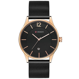 CURREN Luxury Brand Quartz Watch Men\'s Casual Business Stainless Steel Mesh band Quartz-Watch Fashion Thin Clock male Date New  -Gautam store pp slkd