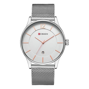 CURREN Luxury Brand Quartz Watch Men\'s Casual Business Stainless Steel Mesh band Quartz-Watch Fashion Thin Clock male Date New  -Gautam store pp slkd