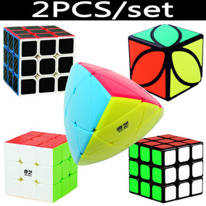 2PCS/set 3*3 QiYi Mofangge YJ GuanLong 3x3 Mastermorphix Professional Magic Speed Rubix Rubic Cube 2 Cube-stands as Gift  -Gautam store pp slkd