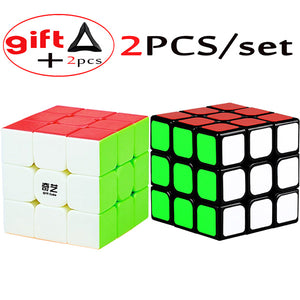 2PCS/set 3*3 QiYi Mofangge YJ GuanLong 3x3 Mastermorphix Professional Magic Speed Rubix Rubic Cube 2 Cube-stands as Gift  -Gautam store pp slkd