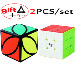 2PCS/set 3*3 QiYi Mofangge YJ GuanLong 3x3 Mastermorphix Professional Magic Speed Rubix Rubic Cube 2 Cube-stands as Gift  -Gautam store pp slkd