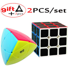 2PCS/set 3*3 QiYi Mofangge YJ GuanLong 3x3 Mastermorphix Professional Magic Speed Rubix Rubic Cube 2 Cube-stands as Gift  -Gautam store pp slkd