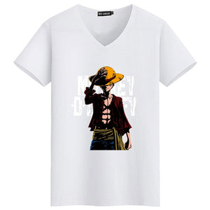 2018 Summer One Piece T Shirt Men Monkey D Luffy T Shirts New Short Sleeve Cotton Anime Zoro Ace Law T-shirt Tee Free Shipping  -Gautam store pp slkd