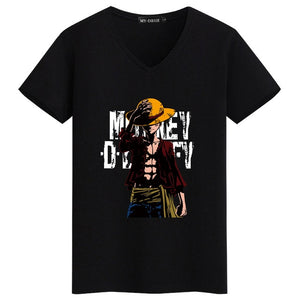2018 Summer One Piece T Shirt Men Monkey D Luffy T Shirts New Short Sleeve Cotton Anime Zoro Ace Law T-shirt Tee Free Shipping  -Gautam store pp slkd
