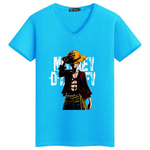 2018 Summer One Piece T Shirt Men Monkey D Luffy T Shirts New Short Sleeve Cotton Anime Zoro Ace Law T-shirt Tee Free Shipping  -Gautam store pp slkd