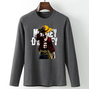 New summer Man Anime One Piece Luffy Printed t shirt high quality cotton raglan men t-shirt casual Slim fit tops tees for fans  -Gautam store pp slkd