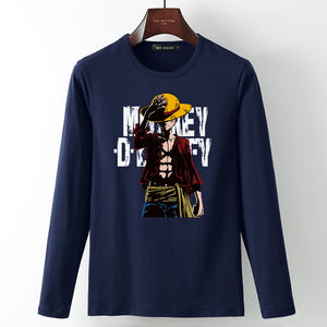 New summer Man Anime One Piece Luffy Printed t shirt high quality cotton raglan men t-shirt casual Slim fit tops tees for fans  -Gautam store pp slkd