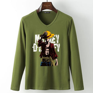 New summer Man Anime One Piece Luffy Printed t shirt high quality cotton raglan men t-shirt casual Slim fit tops tees for fans  -Gautam store pp slkd