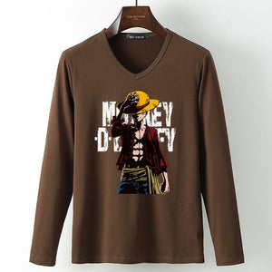 New summer Man Anime One Piece Luffy Printed t shirt high quality cotton raglan men t-shirt casual Slim fit tops tees for fans  -Gautam store pp slkd