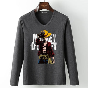 New summer Man Anime One Piece Luffy Printed t shirt high quality cotton raglan men t-shirt casual Slim fit tops tees for fans  -Gautam store pp slkd