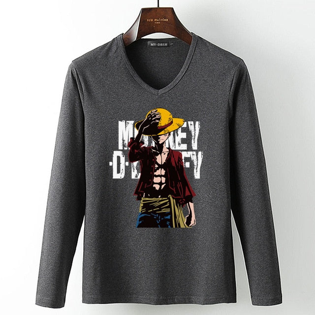 New summer Man Anime One Piece Luffy Printed t shirt high quality cotton raglan men t-shirt casual Slim fit tops tees for fans  -Gautam store pp slkd