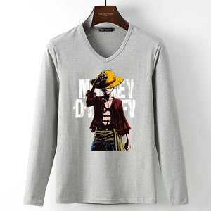 New summer Man Anime One Piece Luffy Printed t shirt high quality cotton raglan men t-shirt casual Slim fit tops tees for fans  -Gautam store pp slkd