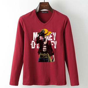 New summer Man Anime One Piece Luffy Printed t shirt high quality cotton raglan men t-shirt casual Slim fit tops tees for fans  -Gautam store pp slkd